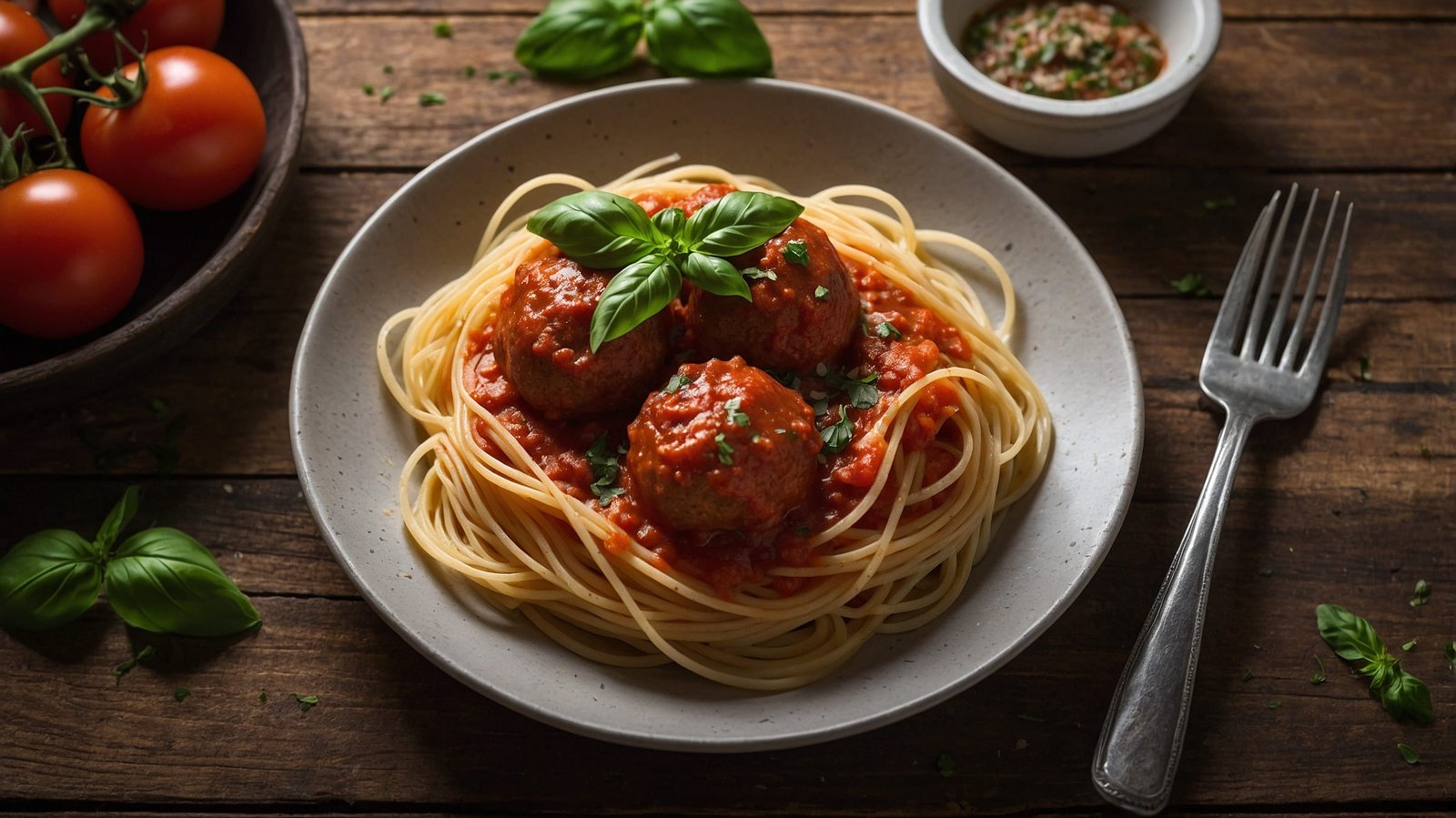 Espaguetis Sin Gluten con Salsa de Tomate y Albóndigas
